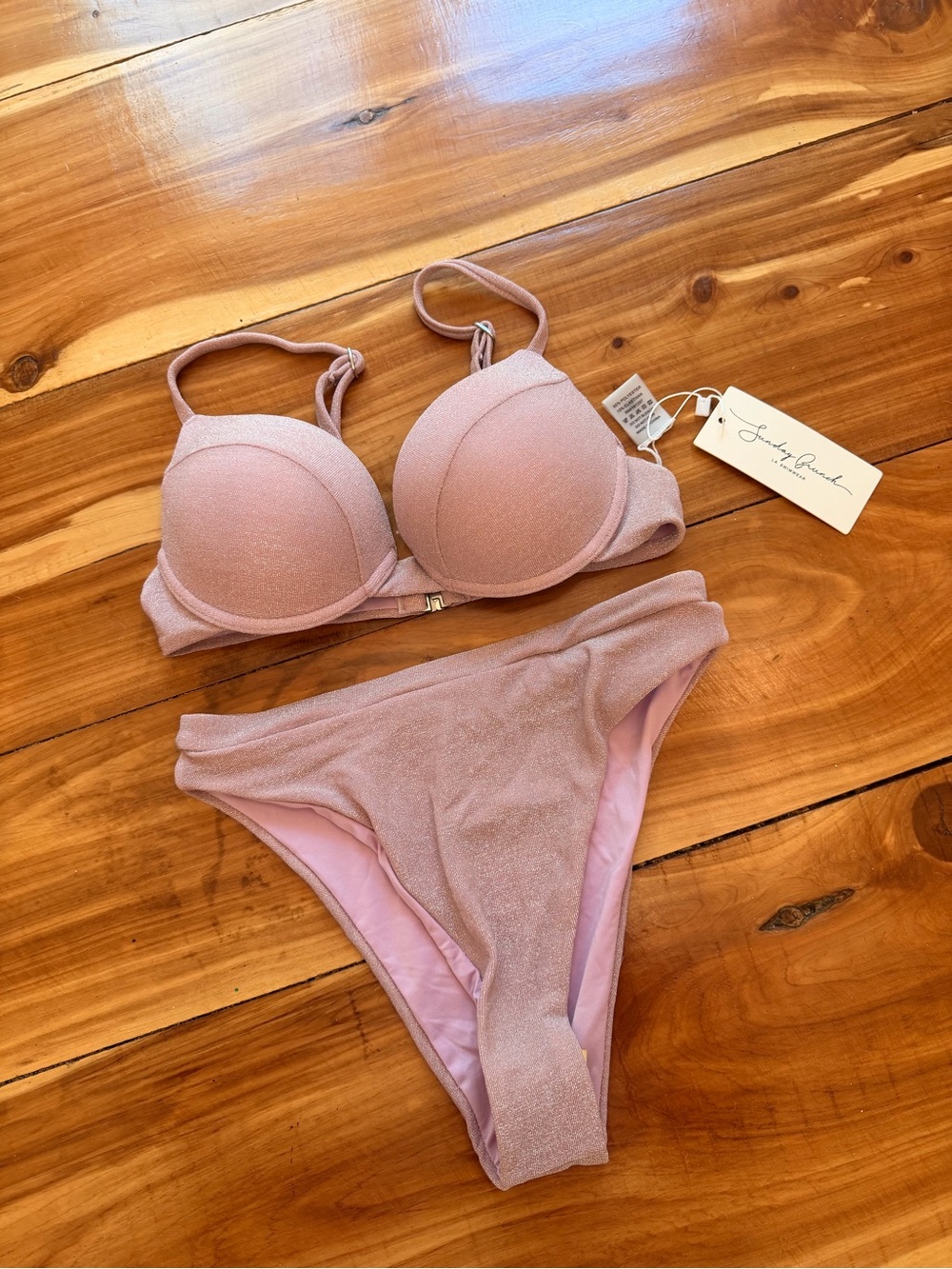 Sunday Brunch Bikini Set, Size Small, Shimmery Mauve Color, NWT 🩷💜🩷💜